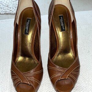 Dolce & Gabbana tobacco platform peep toe